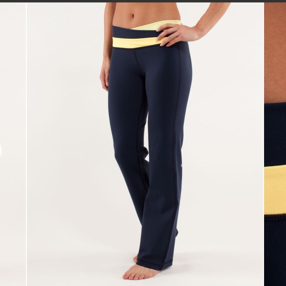 Lululemon Navy and Yellow Yoga Pants
